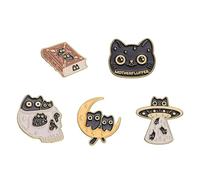 CVDYWDJIE Ensemble D'Épingles De Chat 5 Pièces, Broche De Chat De Dessin Animé Mignon, Badge D'Épingle d'animal, Badge D'Épingle De Chat pour Garçons Et Filles