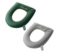 CVDYWDJIE Housses De Siège De Toilette 2 Pièces, Housses De Toilette Absorbant L'Humidité Et Respirantes, Housses De Toilette Douces Et Confortables, Accessoires De Toilette (Gris, Vert)