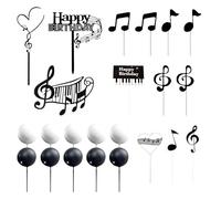 CVDYWDJIE Pack De 23 Inserts De Gâteau sur Le Thème De La Musique, Inserts De Gâteau avec Notes De Musique, Décorations De Gâteaux Créatives, Décorations De Fête À Thème Rock