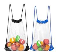 CVDYWDJIE Paquet De 2 Sacs À Cordon Transparents, Sac À Dos Étanche À Cordon, Sac À Dos Pliable, Sac De Rangement Portable, Sac De Rangement De Grande Capacité