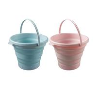 CVDYWDJIE Seau Pliant 2 Pièces, Seau en Plastique Multifonctionnel, Jouet De Seau De Plage pour Enfants, Seau Pliant Pratique pour L'Extérieur, Seau De Plage Pliable