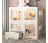 CVERTHAF Cage pour Chat avec Portes, Maisons pour Chats d'intérieur, Parc pour Chat avec bac à litière, Forte capacité de Charge, Facile à Nettoyer et à Installer (Couleur : Paquet 1, Taille : C-71x4