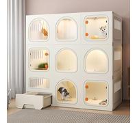 CVERTHAF Cage pour Chat avec Portes, Maisons pour Chats d'intérieur, Parc pour Chat avec bac à litière, Forte capacité de Charge, Facile à Nettoyer et à Installer (Couleur : Paquet 1, Taille : C-106x