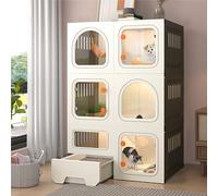 CVERTHAF Cage pour Chat avec Portes, Maisons pour Chats d'intérieur, Parc pour Chat avec bac à litière, Forte capacité de Charge, Facile à Nettoyer et à Installer (Couleur : Paquet 2, Taille : B-71x4