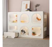 CVERTHAF Cage pour Chat avec Portes, Maisons pour Chats d'intérieur, Parc pour Chat avec bac à litière, Forte capacité de Charge, Facile à Nettoyer et à Installer (Couleur : Paquet 1, Taille : C-106x