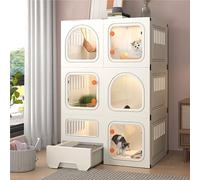 CVERTHAF Cage pour Chat avec Portes, Maisons pour Chats d'intérieur, Parc pour Chat avec bac à litière, Forte capacité de Charge, Facile à Nettoyer et à Installer (Couleur : Paquet 2, Taille : C-71x4