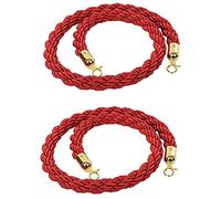 CVERTHAF Corde de barrière Rouge dorée avec Crochets dorés, 2 pièces, Corde tressée en Chanvre pour barrière VIP, pour cinéma/Restaurant, Rouge, 4,5 m