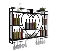 CVFOMBN Casier à Vin en MéTal,Porte-Bouteilles Mural avec Porte-Verre,Étagère de Rangement pour Bouteilles,Rangées de Porte-Verres, Gain de Place pour Cuisine,Salle à Manger,Noir,120cm/47.24in