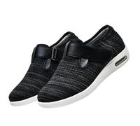 CVFOMBN Chaussons Femme Hommes Chaussures,Elargissement Réglable Chaussures d'Intérieur et Extérieur Antidérapant Confortable pour Pieds Gonflés.Black Gray,44