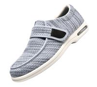 CVFOMBN Chaussures Diabétiques,Memory Foam Adjustable Walking for Elderly Arthritis Edema Swollen Feet Thumb Valgus Bunions,Light Gray,46