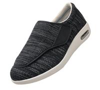 CVFOMBN DèMe du Pied Gonflant Chaussures Larges,Outdoor Comfort Walking Elderly with Deformed Feet Indoor Diabetes Extra Wide Fit Diabetic Men Orthopedi.Black Gray,49