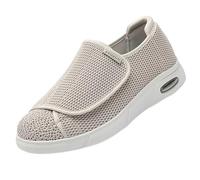 CVFOMBN Haussons DiabéTiques AîNé Unisexe，Chaussons de rééducation Chaussures Marche Personnes Âgées Soulagement De La Douleur Au Pied.Beigeㅡ43