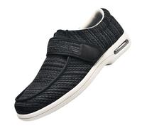 CVFOMBN Haussons DiabéTiques AîNé Unisexe Chaussures RéGlables,Chaussons de rééducation Chaussures Marche Personnes Âgées Soulagement De La Douleur Au Pied.Black gray-49