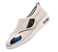 CVFOMBN OrthopéDiques Chaussure Ajustable par Attache Auto-AdhéSive,Chaussures de Sport Running Basket Homme Marche Confortable Ajustables Scratch Idéaux pour Pieds Sensibles.Beige,46