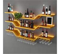 CVFOMBN Porte-Bouteilles Mural Industriel avec Support Verres,Bars Modernes Porte-Vin éTagèRes Flottantes en Verre,Etagere Murale Range Bouteille Vin pour Cuisines,Bar,d'or,80cm/31.49in