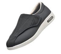 CVFOMBN RéGlable Chaussures De Marche IntéRieur Confortable,Chaussures pour Personnes âgées avec Pieds déformés Chaussures d'intérieur d'extérieur diabétiques,Grey,41