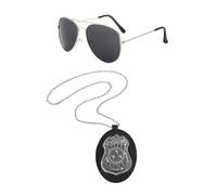 CVFRTT 1 Collier D'Insigne De Police Et 1 Paire De Lunettes De Soleil, Accessoires De Mode, Accessoires De Costumes De Cosplay, Fournitures De Fête, Fournitures De Fête De Cosplay