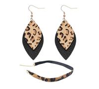 CVFRTT 1 Paire De Boucles d'oreilles en Cuir Imprimé Léopard Et 1 Tour De Cou Imprimé Léopard, Boucles d'oreilles Vintage, Boucles d'oreilles Animaux, Accessoires Vestimentaires