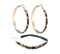 CVFRTT 1 Paire De Boucles d'oreilles Imprimé Léopard Et 1 Tour De Cou Imprimé Léopard, Boucles d'oreilles Vintage, Boucles d'oreilles Créoles, Boucles d'oreilles Créatives, Accessoires Vestimentaires