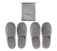 CVFRTT 2 Paires De Pantoufles Grises Et 1 Sac De Rangement Pour Chaussures, Pantoufles Portables, Pantoufles De Voyage, Pantoufles Réutilisables, Pantoufles Antidérapantes Confortables