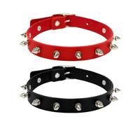 CVFRTT 2 Pièces Colliers Cloutés, Colliers Cuir, Colliers Style Punk, Colliers Rock, Accessoires Cosplay, Colliers Cuir Réglables, Colliers Décoratifs