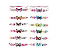 CVFRTT Lot de 12 Bracelets Papillons pour Enfants, Bracelets Colorés, Bracelets D'Amitié, Bracelets Réglables en Corde Tressée, Bracelets De Fête, Bracelets Décoratifs