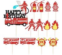 CVFRTT Pack De 13 Inserts De Gâteau sur Le Thème du Feu, Décorations De Fête sur Le Thème du Feu, Décorations De Gâteaux, Inserts De Gâteaux Créatifs