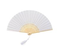 CVFRTT Pack De 2 Ventilateurs en Tissu Blanc, Ventilateurs Pliables, Ventilateurs Cadeaux, Ventilateurs Décoratifs, Décorations pour La Maison, Accessoires De Performance sur Scène