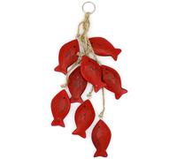 CVHOMEDECO. 7,6 cm Suspension Poisson en Bois sculpté à la Main avec Corde de Jute Décoration Nautique, Style méditerranéen pour Suspension Murale Cadeau Artisanal, Rouge, 8 pcs/Set (Poisson)