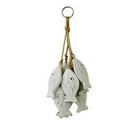 CVHOMEDECO. 7,62 cm Suspension Poisson en Bois sculpté à la Main avec Corde de Jute, Style méditerranéen pour Suspension Murale, Blanc, 8 pcs/Set (Poisson)