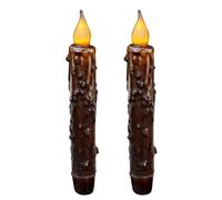 CVHOMEDECO. Bougies en cire véritable, trempées à la main et alimentées par des piles, avec minuterie à LED, décoration rustique primitive, 17,1 cm, marron, 2 PCS dans un paquet
