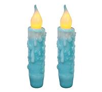 CVHOMEDECO. Bougies en Cire véritable, trempées à la Main, fonctionnant avec des Piles et des diodes électroluminescentes (Del), décoratives et primitives, 12 cm, Sarcelle, 2 pc dans Un Paquet