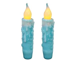 CVHOMEDECO. Bougies en Cire véritable, trempées à la Main, fonctionnant avec des Piles et des diodes électroluminescentes (Del), décoratives et primitives, 12 cm, Sarcelle, 2 pc dans Un Paquet
