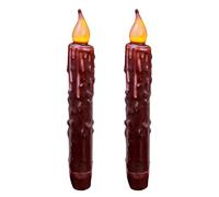 CVHOMEDECO. Bougies en cire véritable, trempées à la main, fonctionnant sur piles, avec minuterie LED, décoration rustique primitive, 17,1 cm, bourgogne, 2 PCS dans un paquet.
