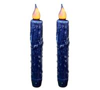 CVHOMEDECO. Bougies en Cire véritable trempées à la Main, fonctionnant sur Piles, avec minuterie LED, décoration Rustique Primitive sans Flamme, 17,1 cm, Bleu Marine, 2 pièces par Paquet
