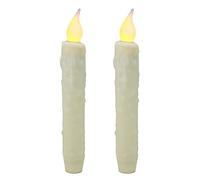 CVHOMEDECO. Bougies en Cire véritable, trempées à la Main, fonctionnant sur Piles, avec minuterie LED, décoration Rustique Primitive, 17,1 cm, Ivoire, 2 PCS dans Un Paquet.