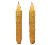 CVHOMEDECO. Bougies en Cire véritable trempées à la Main, fonctionnant sur Piles, avec minuterie LED, décor Rustique primitif sans Flamme, 17,1 cm, Orange, 2 PCS dans Un Paquet.
