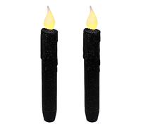 CVHOMEDECO. Bougies pailletées sans flamme Bougies LED à piles avec minuterie pour la maison, le mariage, l'Halloween, la décoration de Noël. Noir, 17,1 cm, lot de 2