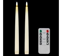 CVHOMEDECO. Bougies sans flamme avec télécommande à 10 touches, bougies de fenêtre à mèche 3D fonctionnant à piles, cire véritable, décorées pour Noël à la maison 2 x 28 cm, paquet de 2, ivoire