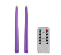 CVHOMEDECO. Bougies sans flamme avec télécommande à 10 touches, bougies de fenêtre à mèche 3D fonctionnant à piles, cire véritable, décorées pour la maison et les fêtes de Noël, paquet de 2, violet.