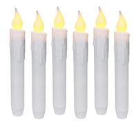 CVHOMEDECO. Chandelles à bout effilé vacillantes, bougies sans flamme à DEL, fonctionnant à piles avec minuterie, blanches, 17,1 cm, ensemble de 6.