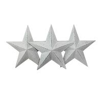 CVHOMEDECO. Décoration Murale/de Porte en étoile de Grange en métal Gris/Blanc, 30,5 cm, Lot de 3.