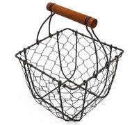 CVHOMEDECO. Panier à oeufs carré en fil de poule Panier à fruits avec poignée en bois Primitives Panier de cueillette vintage. Rusty