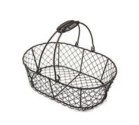CVHOMEDECO. Panier à oeufs ovale en fil de métal Panier à fruits en fil de fer avec poignée Panier de rangement primitif de style vintage. Rouillé, L 27,9 x W 18,4 x H 8,9 cm