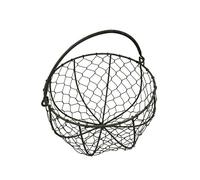 CVHOMEDECO. Panier à oeufs rond en fil de fer Panier de collecte en fil de fer avec poignée Panier de rangement style campagne vintage. Rouillé, 20,3 x H 12,1 cm