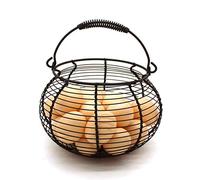 CVHOMEDECO. Panier à oeufs rustique en fil de fer avec poignée en nage Primitives Panier de cueillette vintage. Rusty