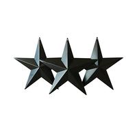 CVHOMEDECO. Pays Rustique Antique Vintage Cadeaux Étoile de grange en métal noir Décoration murale/porte, 20,3 cm, lot de 3.