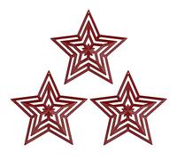CVHOMEDECO. Primitifs Cadeaux Rustiques Antiques Vintage Étoile de Grange en Métal pour Décoration Murale/Couronne/Porte, 20 cm, Lot de 3.(Rouge)