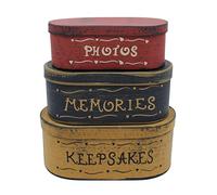 CVHOMEDECO.Primitives Ovale antique Oval Photos, Memories, Keepsakes gigognes en carton, Grand 24,7 x 14 x 10 cm, lot de 3.