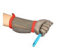 CVJdfhRE Gants anti-coupures, gants résistants aux coupures avec bras allongés, de cuisine en cotte mailles métal qualité alimentaire(Arm 15cm,1PCS/M)